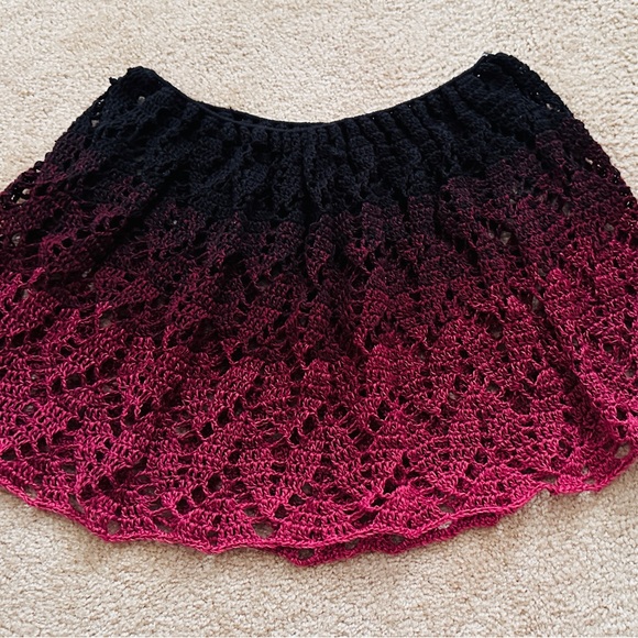 Hand Crafted Dresses & Skirts - Elegant Black and Burgundy Lace Skirt